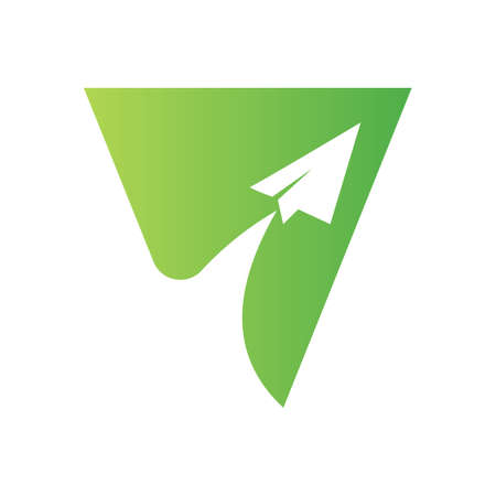 Letter V Travel Logo Combine With Flying Airplane Vector Template. Tourist Logo Elementのイラスト素材