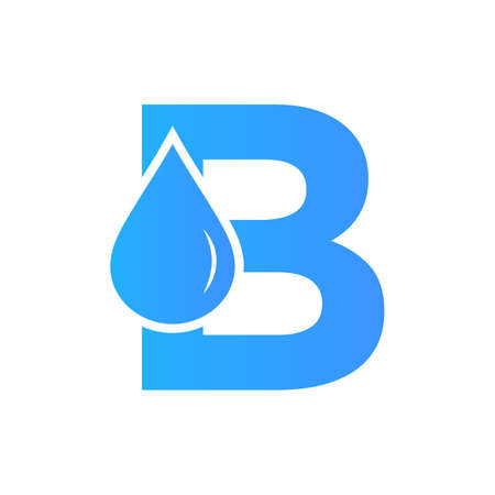 Letter B Water Logo Element Vector Template. Water Drop Logo Symbolのイラスト素材