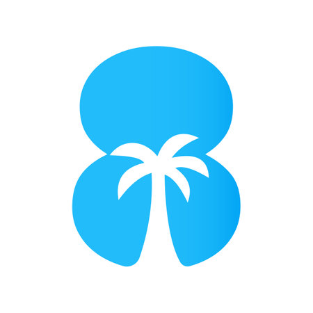 Letter 8 Palm Tree Logo Design Concept For Travel Beach Landscape Icon Vector Templateのイラスト素材