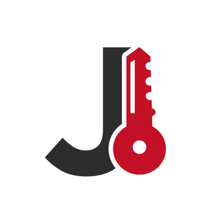 Letter J Key Logo Combine With House Locker Key For Real Estate and House Rental Symbol Vector Templateのイラスト素材