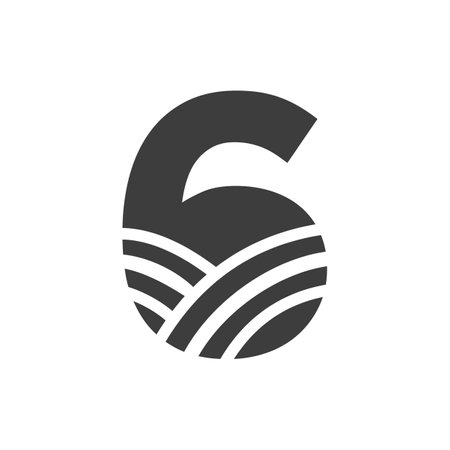 Agriculture Logo On Letter 6 Concept. Farm Logo Based on Alphabet for Bakery, Bread, Pastry, Home...