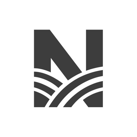 Agriculture Logo On Letter N Concept. Farm Logo Based on Alphabet for Bakery, Bread, Pastry, Home Industries Business Identityのイラスト素材