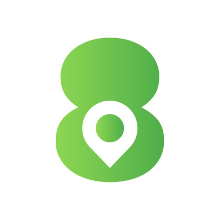 Letter 8 Location Logo Design Sign. Location Icon Concept With Alphabet For Road Direction Symbol Vector Templateのイラスト素材