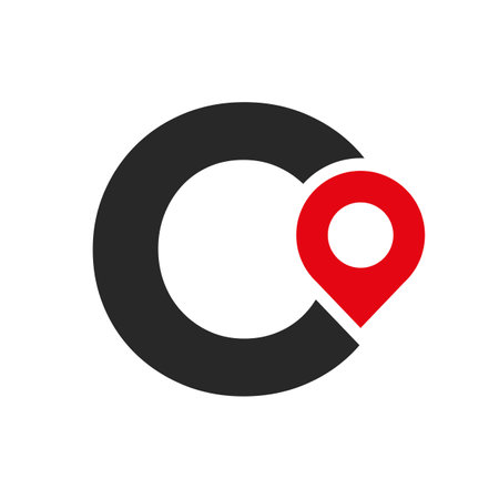 Letter O Location Logo Design Sign. Location Icon Concept With Alphabet For Road Direction Symbol Vector Templateのイラスト素材