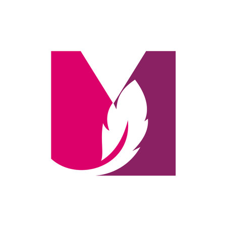 Letter M Bird Feather Logo Design Concept For Law Identity Vector Templateのイラスト素材