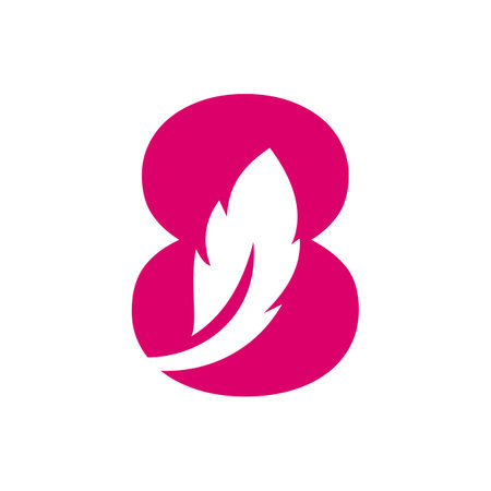 Letter 8 Bird Feather Logo Design Concept For Law Identity Vector Templateのイラスト素材