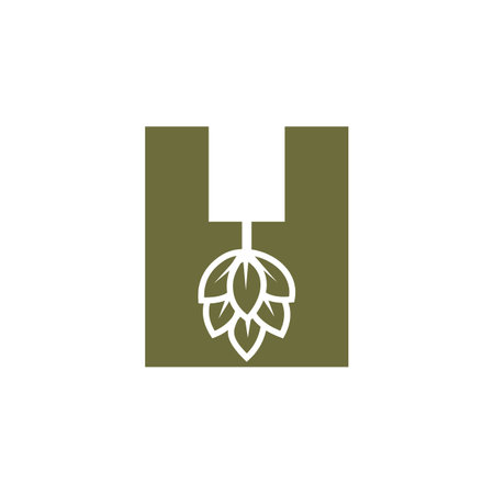Initial Letter H Brewing Logo With Beer Icon Vector Template
