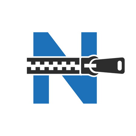 Initial Letter N Zipper Logo For Fashion Cloth, Embroidery and Textile Symbol Identity Vector Templateのイラスト素材
