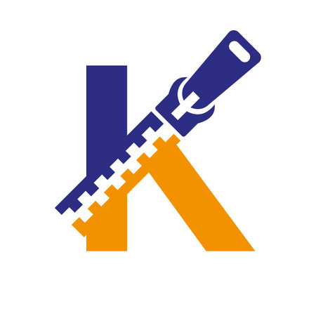 Initial Letter K Zipper Logo For Fashion Cloth, Embroidery and Textile Symbol Identity Vector Templateのイラスト素材
