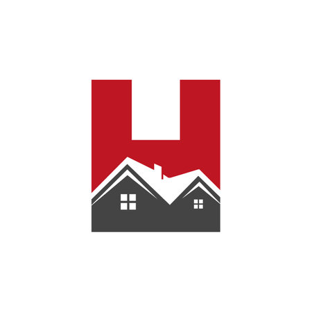 Initial Letter H Real Estate Logo With Building Roof For Investment and Corporate Business Templateのイラスト素材