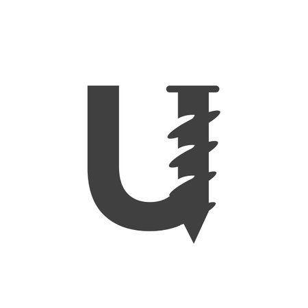Letter U Screw Logo Template For Construction Ironmonger  Symbol Designのイラスト素材