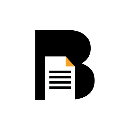 Letter B Paper Document Logo Vector Template Simple Conceptのイラスト素材