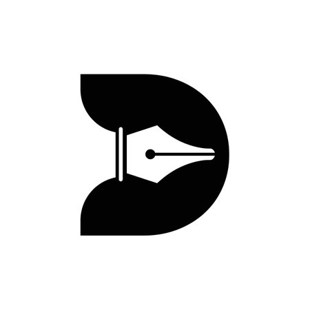 Initial Letter D Pen Nib Icon For Education Logo and Law Symbol Vector Template Based Alphabetのイラスト素材