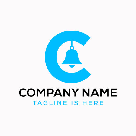 Letter C Cowbell Logo Concept With Hanging Bell Symbol Vector Templateのイラスト素材