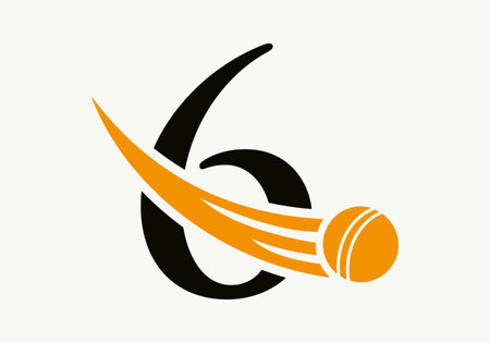 Letter 6 Cricket Logo Concept With Ball Icon For Cricket Club Symbol Vector Template. Cricketer Signのイラスト素材