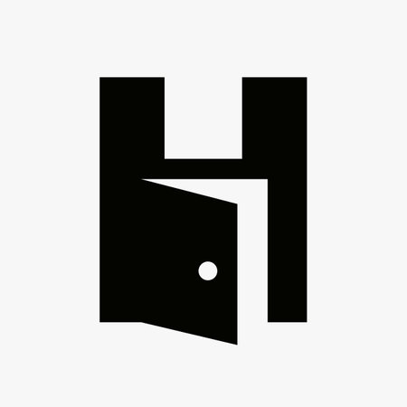 Letter H Door Logo Design Combined With Minimal Open Door Icon Vector Templateのイラスト素材