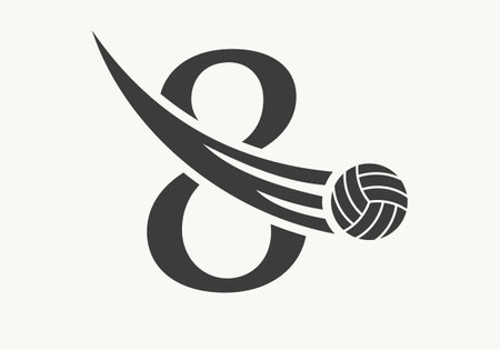 Letter 8 Volleyball Logo Design Sign. Volleyball Sports Logotype Symbol Vector Templateのイラスト素材