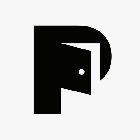 Letter P Door Logo Design Combined With Minimal Open Door Icon Vector Templateのイラスト素材