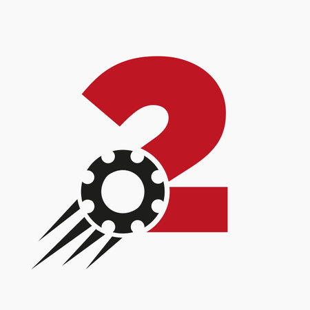 Letter 2 Gear Cogwheel Logo. Automotive Industrial Icon, Gear Logo, Car Repair Symbolのイラスト素材