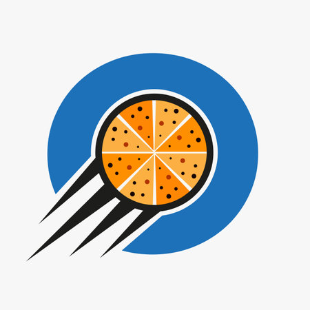 Initial Letter O Restaurant Cafe Logo With Pizza Concept Vector Templateのイラスト素材