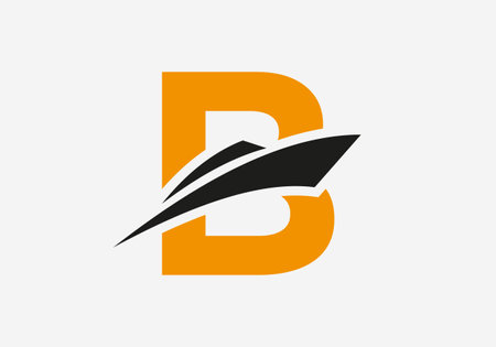 Letter B Shipping Logo Sailboat Symbol. Nautical Ship Sailing Boat Iconのイラスト素材