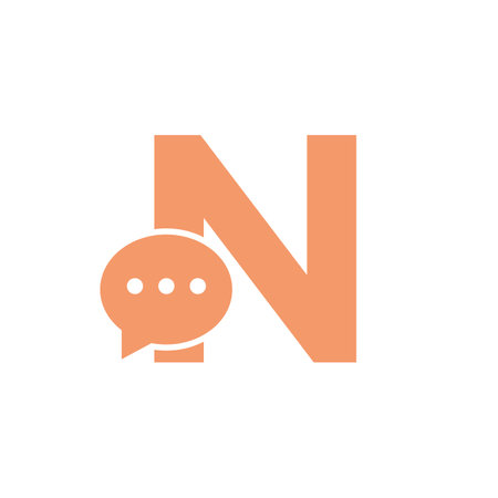 Letter N Chat Communicate Logo Design Concept With Bubble Chat Symbolのイラスト素材