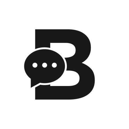Letter B Chat Communicate Logo Design Concept With Bubble Chat Symbolのイラスト素材