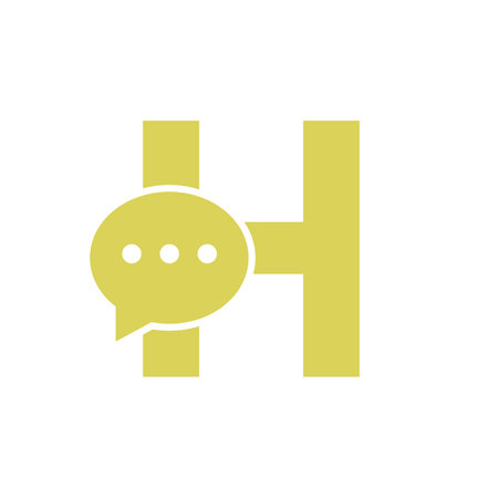 Letter H Chat Communicate Logo Design Concept With Bubble Chat Symbolのイラスト素材