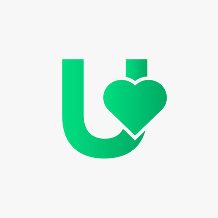 Letter U Love Symbol And Heart Icon Concept Vector Templateのイラスト素材