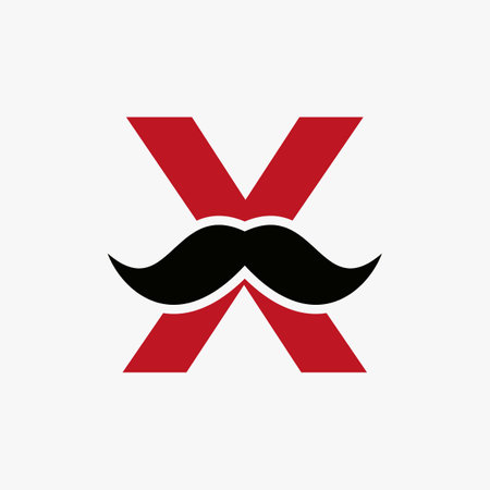Letter X Barbershop Logo Design. Hairstylist Logotype For Mustache Style and Fashion Symbolのイラスト素材