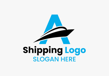 Letter A Shipping Logo Sailboat Symbol. Nautical Ship Sailing Boat Iconのイラスト素材