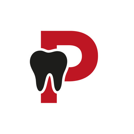 Letter P Dental Logo Concept With Teeth Symbol Vector Templateのイラスト素材