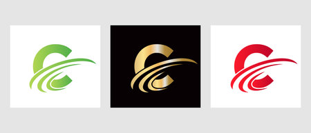 Letter C Logo Design Template. Monogram C Letter Logotype Symbolのイラスト素材
