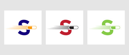 Letter S Medicine Logo. Medical Logotype Concept With Medicine Piles Symbolのイラスト素材