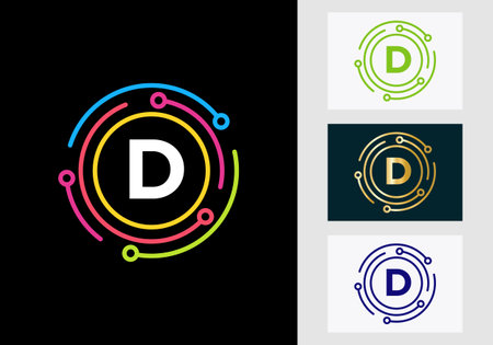 Letter D Technology Logo Design. Network Logo Symbolのイラスト素材