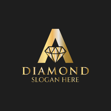 Letter A Diamond Logo Design. Jewelry Logo With Diamond Icon Vector Templateのイラスト素材