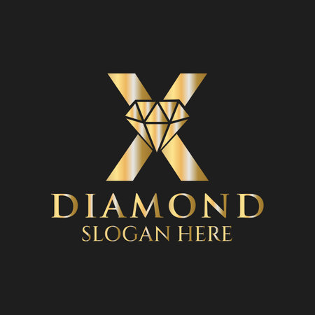 Letter X Diamond Logo Design. Jewelry Logo With Diamond Icon Vector Templateのイラスト素材