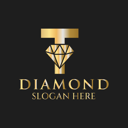 Letter T Diamond Logo Design. Jewelry Logo With Diamond Icon Vector Templateのイラスト素材