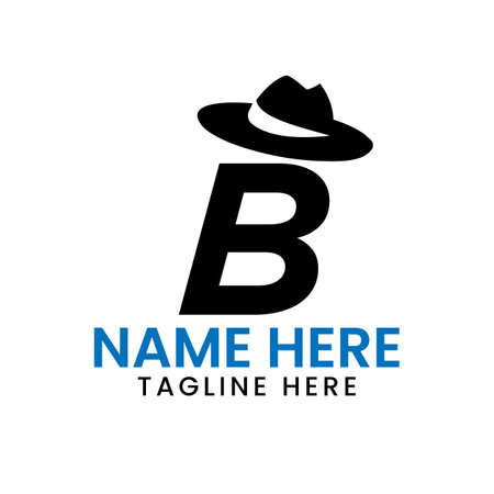 Letter B Gentlemen Hat Logo Design  Concept With Cowboy Hat Icon Templateのイラスト素材
