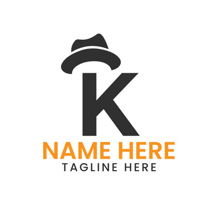 Letter K Gentlemen Hat Logo Design  Concept With Cowboy Hat Icon Templateのイラスト素材