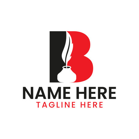 Letter B Art Logo Concept With Ink Bottle Icon Vector Templateのイラスト素材