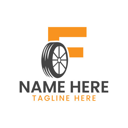 Letter F Tire Logo For Car Repair  Automotive Motor Logo Design Vector Templateのイラスト素材