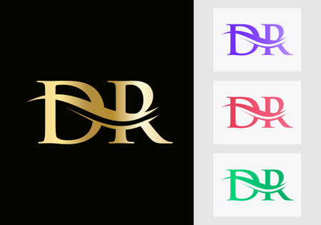 Initial Monogram Letter DR Logo Design. DR Logotype Templateのイラスト素材