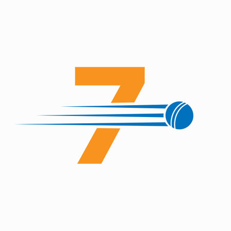 Initial Letter 7 Cricket Logo Concept With Ball Icon For Cricket Club Symbolのイラスト素材