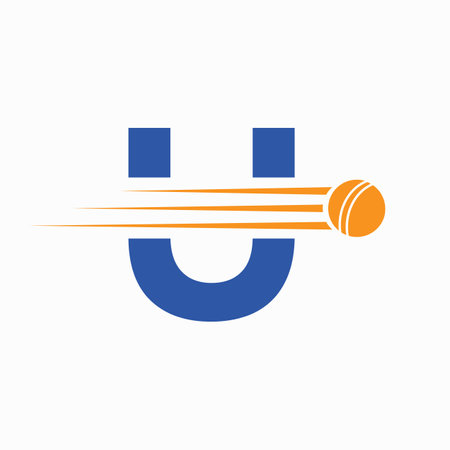 Initial Letter U Cricket Logo Concept With Ball Icon For Cricket Club Symbolのイラスト素材