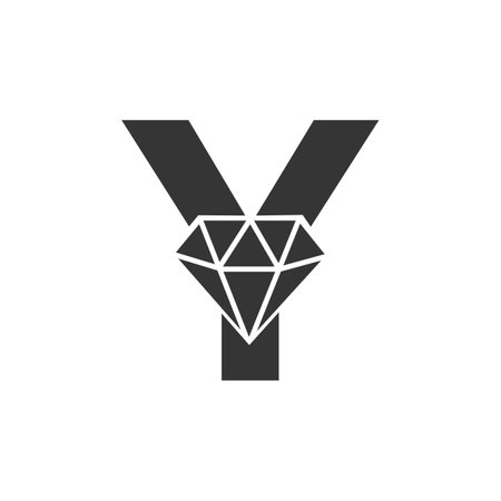 Letter Y Diamond Logo Design. Jewelry Logo With Diamond Icon Vector Templateのイラスト素材