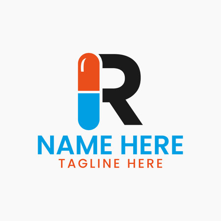 Letter R Medicine Logo Design Concept With Pile Symbolのイラスト素材