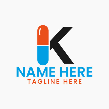 Letter K Medicine Logo Design Concept With Pile Symbolのイラスト素材