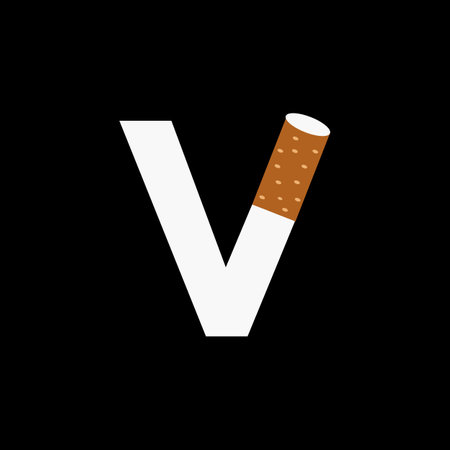 Letter V Smoke Logo Concept With Cigarette Icon. Tobacco Logo Vectorのイラスト素材