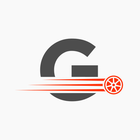 Sport Car Letter G Automotive Logo Concept With Transport Tyre Iconのイラスト素材